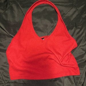 Maroon halter neck crop top